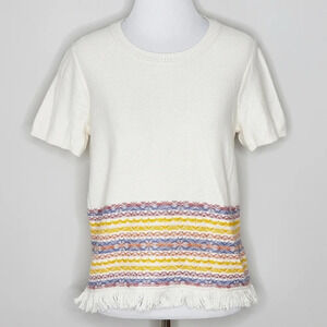 Madewell Fringe Jacquard Embroidered Sweater S